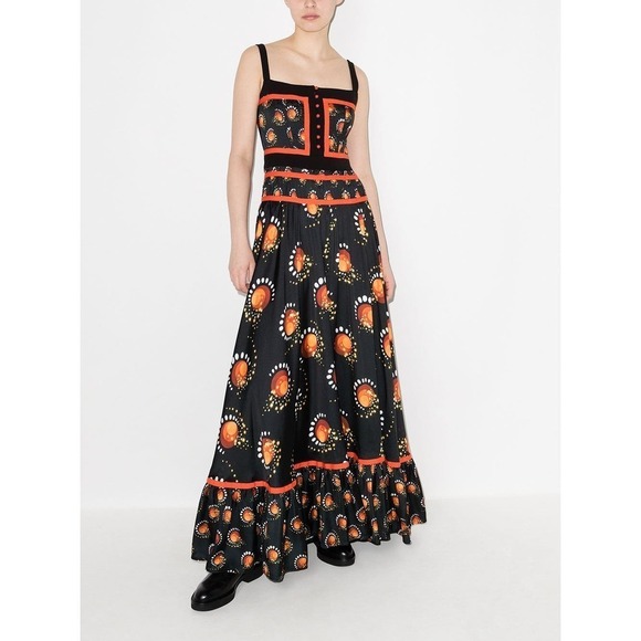 NWT Paco Rabanne Firework Sleeveless Flared Maxi Dress Black Size 40 - Picture 1 of 11